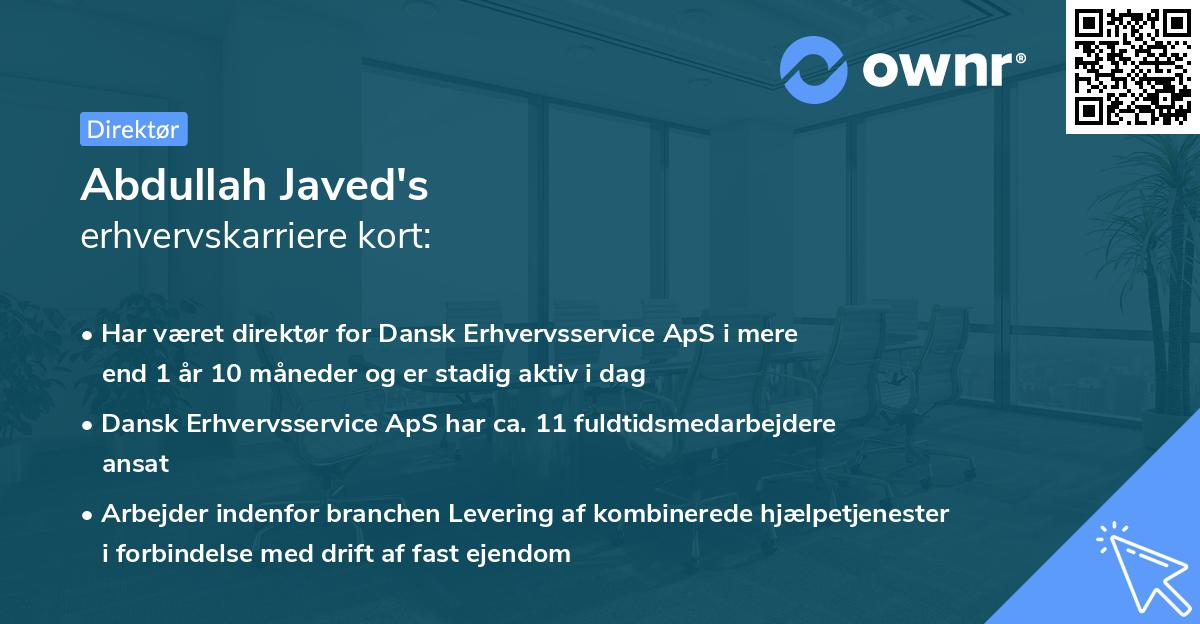 Abdullah Javed's erhvervskarriere kort