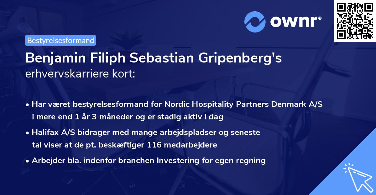 Benjamin Filiph Sebastian Gripenberg's erhvervskarriere kort