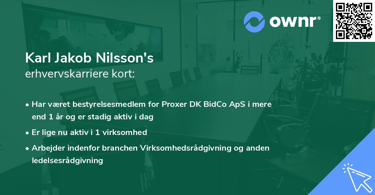 Karl Jakob Nilsson's erhvervskarriere kort