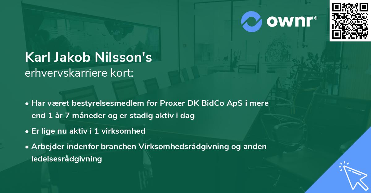 Karl Jakob Nilsson's erhvervskarriere kort