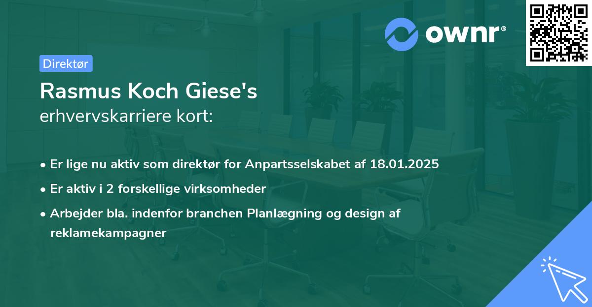 Rasmus Koch Giese's erhvervskarriere kort