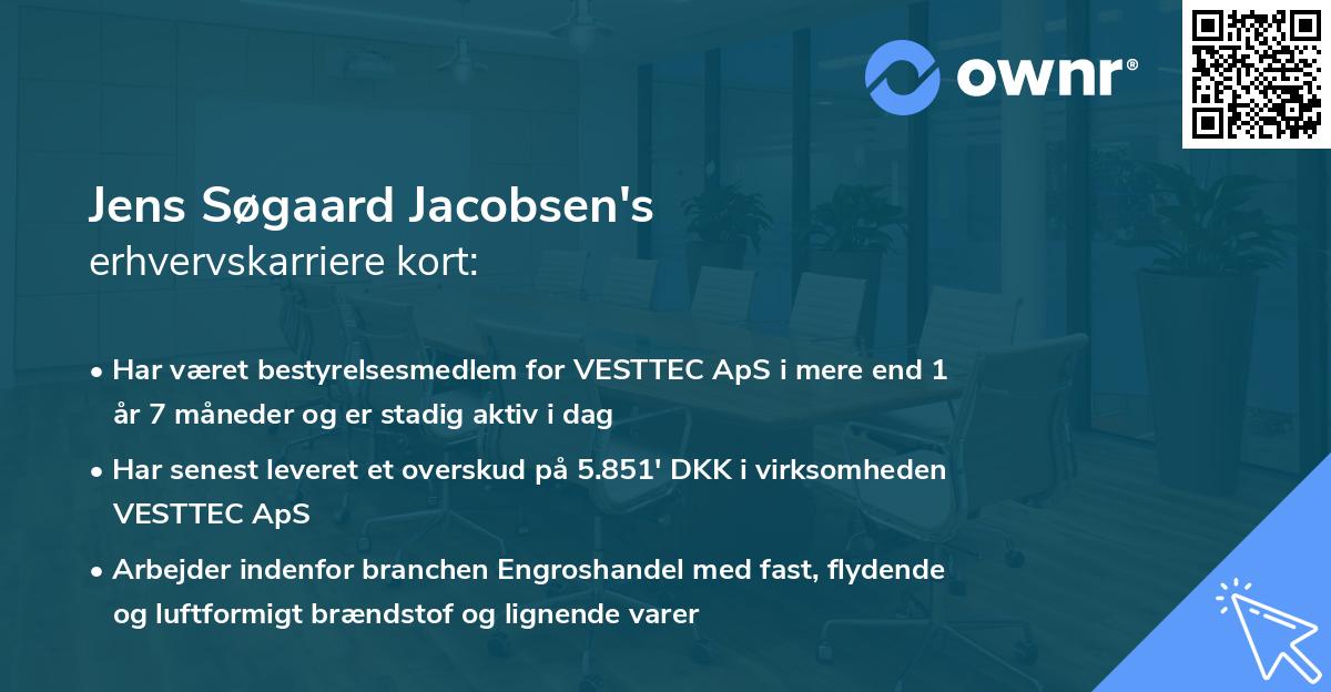 Jens Søgaard Jacobsen's erhvervskarriere kort