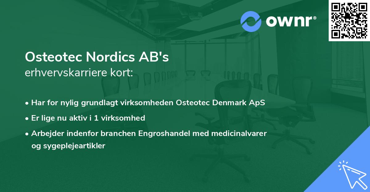 Osteotec Nordics AB's erhvervskarriere kort