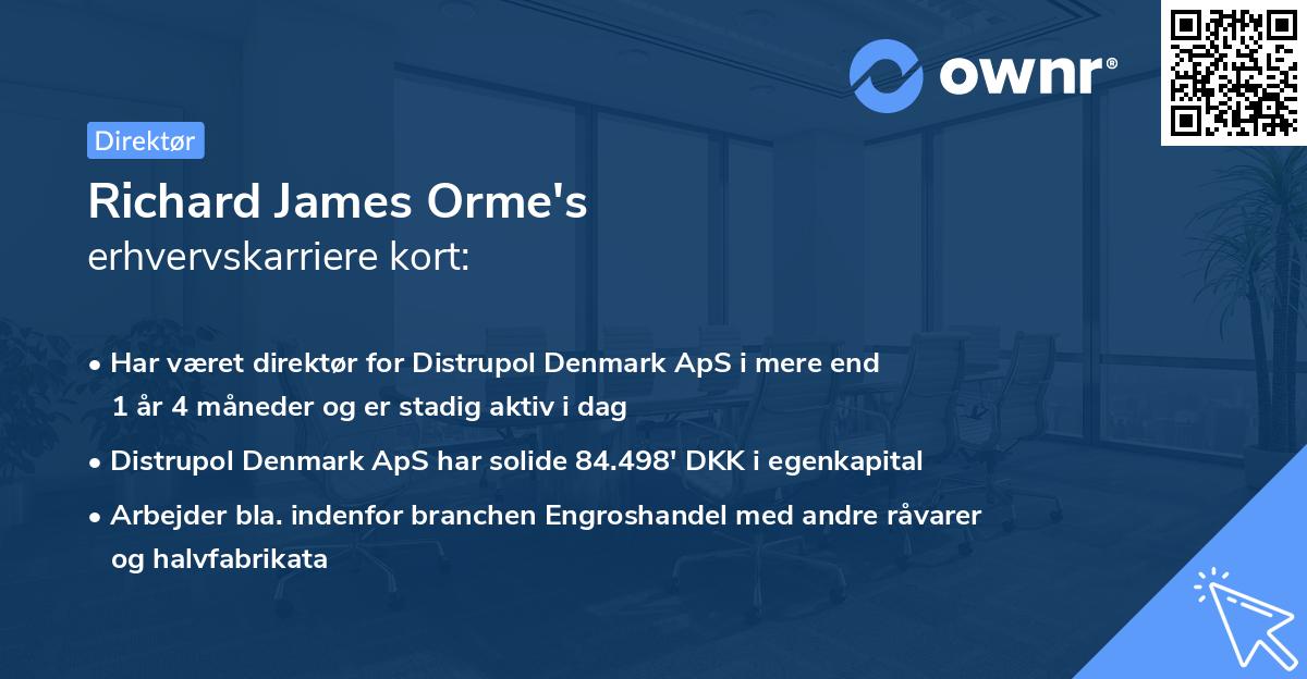 Richard James Orme's erhvervskarriere kort