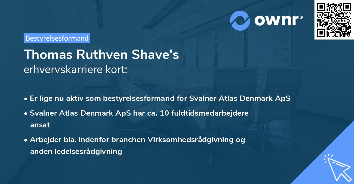 Thomas Ruthven Shave's erhvervskarriere kort