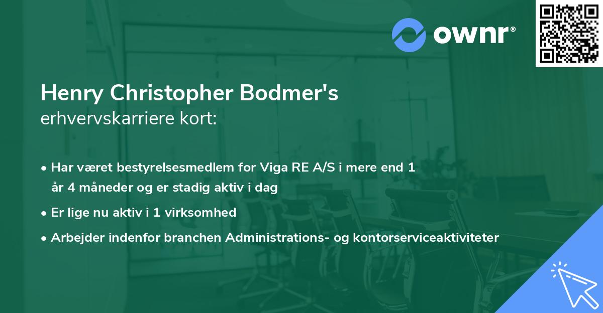 Henry Christopher Bodmer's erhvervskarriere kort