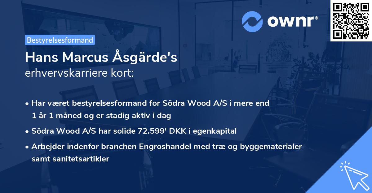 Hans Marcus Åsgärde's erhvervskarriere kort