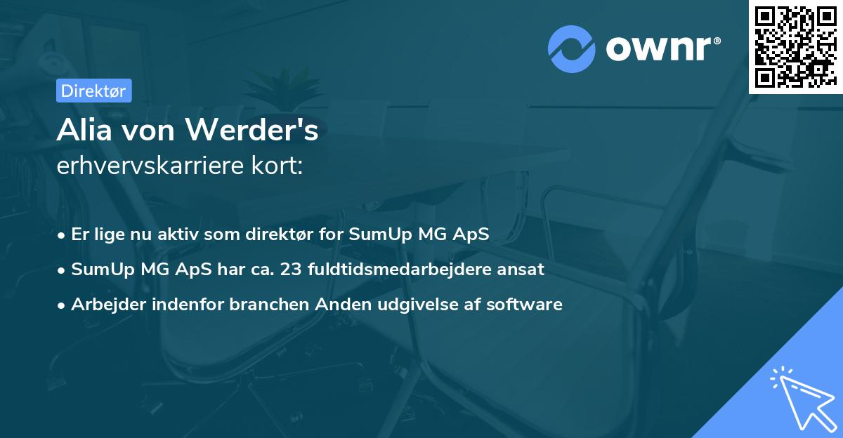 Alia von Werder's erhvervskarriere kort