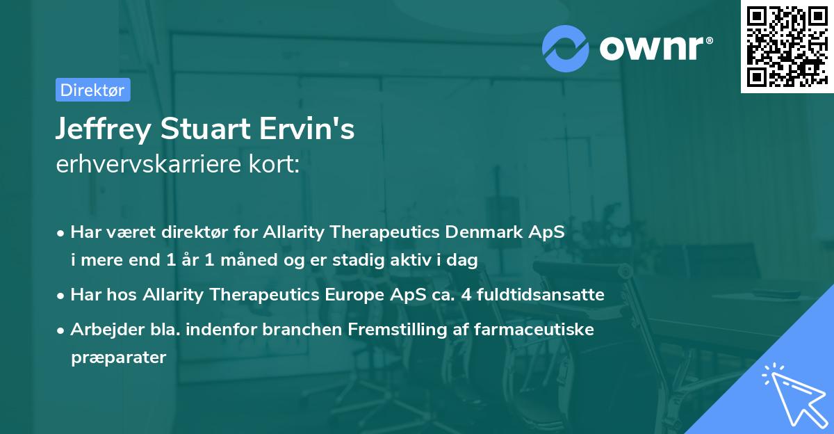 Jeffrey Stuart Ervin's erhvervskarriere kort