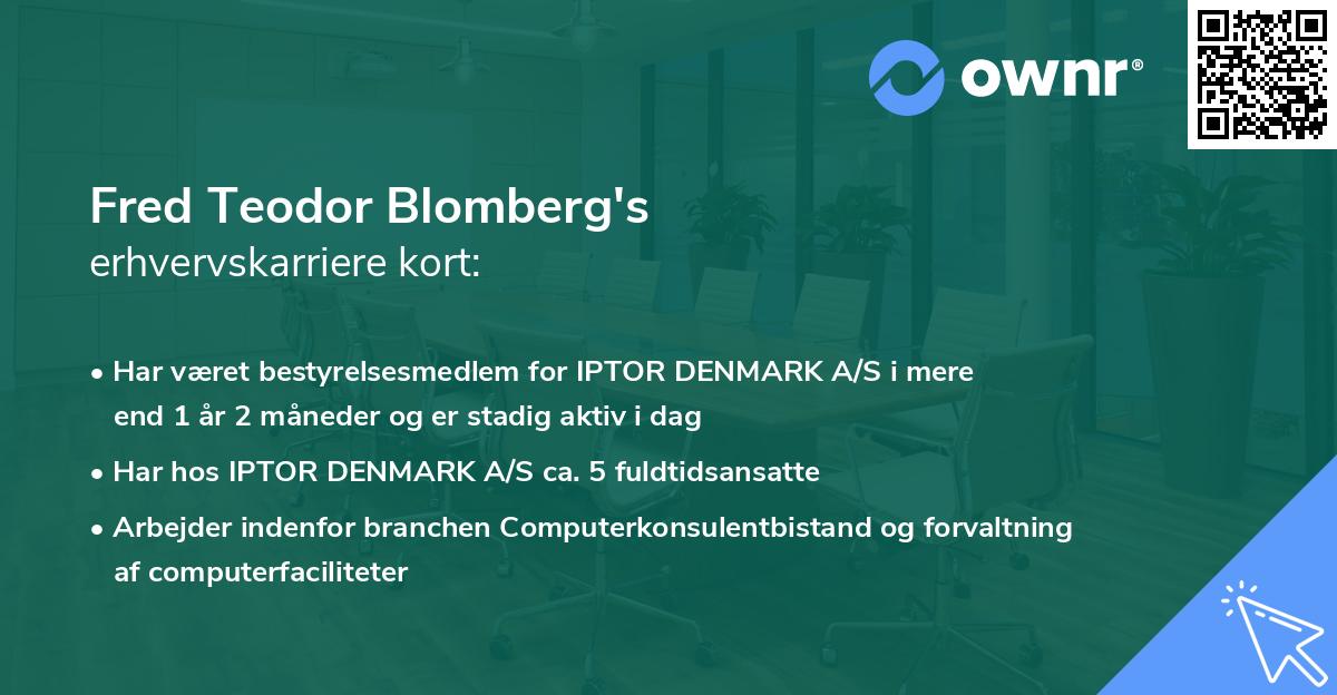 Fred Teodor Blomberg's erhvervskarriere kort