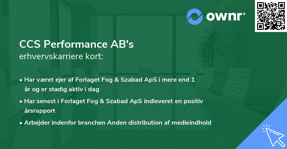 CCS Performance AB's erhvervskarriere kort