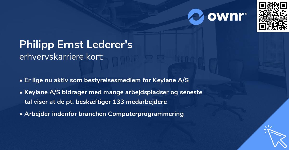 Philipp Ernst Lederer's erhvervskarriere kort