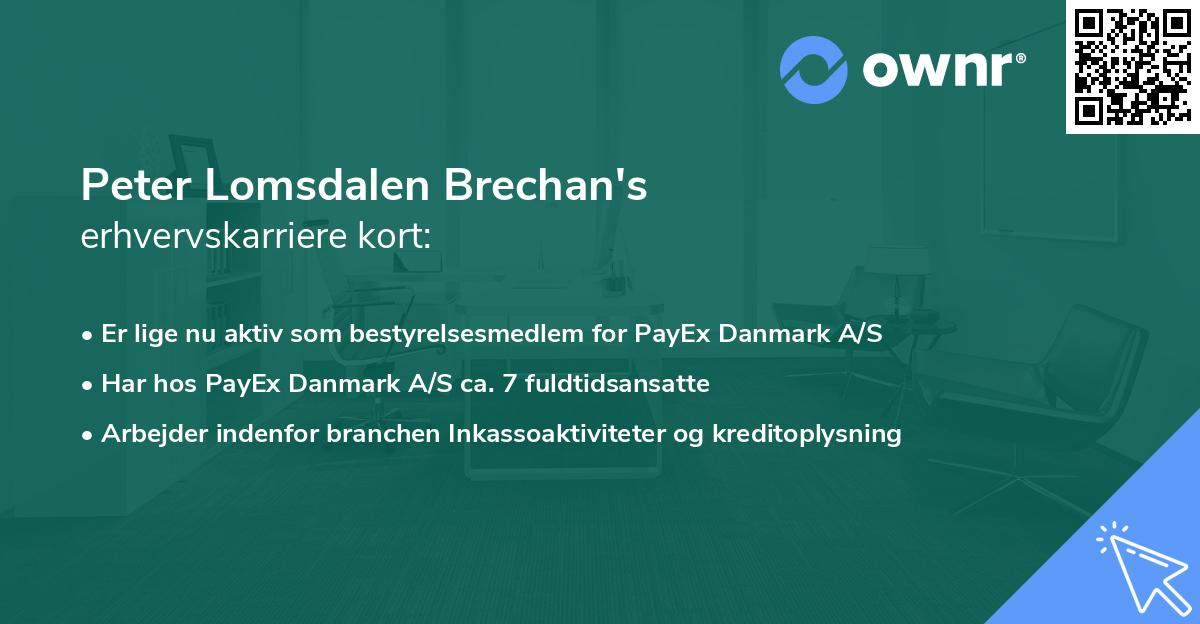 Peter Lomsdalen Brechan's erhvervskarriere kort