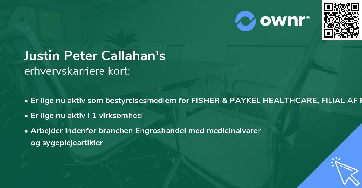Justin Peter Callahan's erhvervskarriere kort