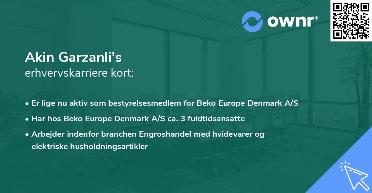 Akin Garzanli's erhvervskarriere kort