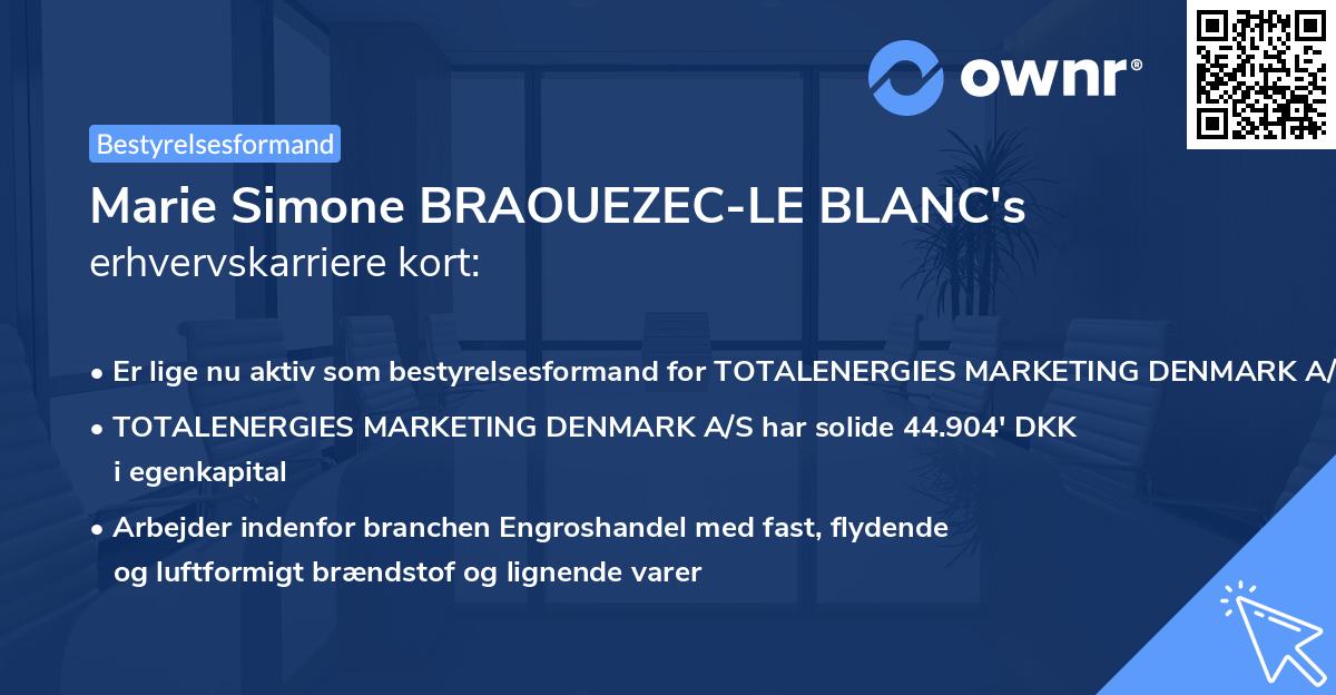 Marie Simone BRAOUEZEC-LE BLANC's erhvervskarriere kort