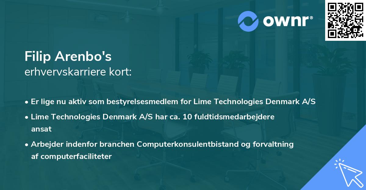 Filip Arenbo's erhvervskarriere kort
