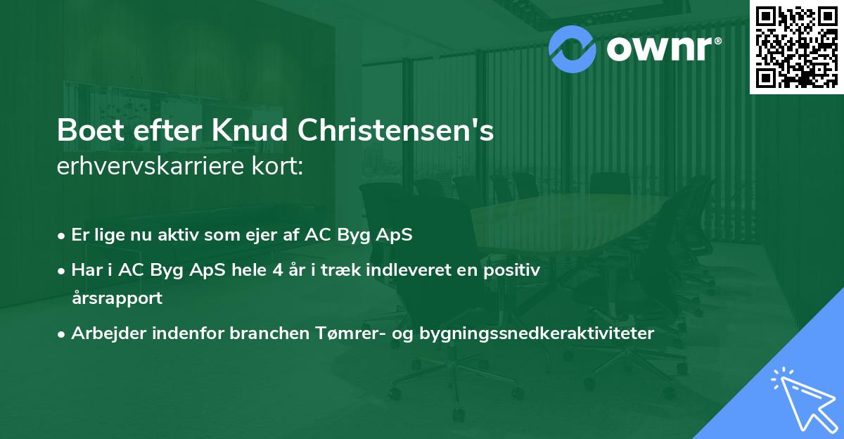 Boet efter Knud Christensen's erhvervskarriere kort