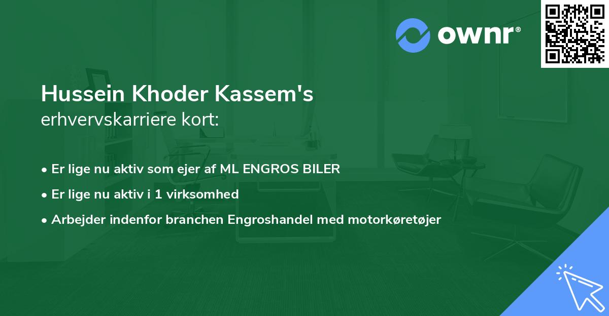 Hussein Khoder Kassem's erhvervskarriere kort