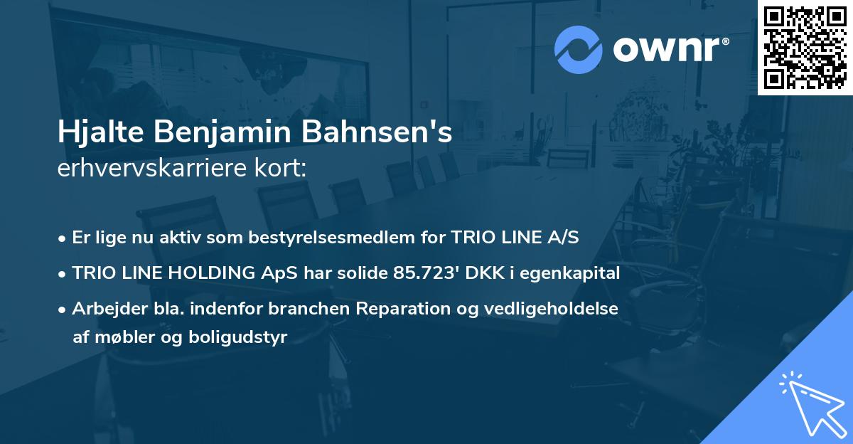 Hjalte Benjamin Bahnsen's erhvervskarriere kort