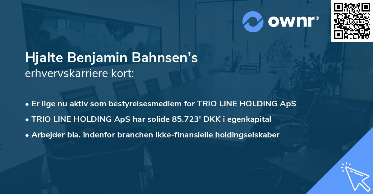 Hjalte Benjamin Bahnsen's erhvervskarriere kort