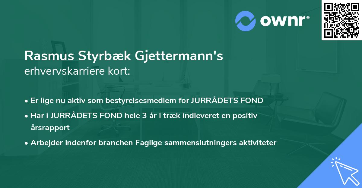 Rasmus Styrbæk Gjettermann's erhvervskarriere kort