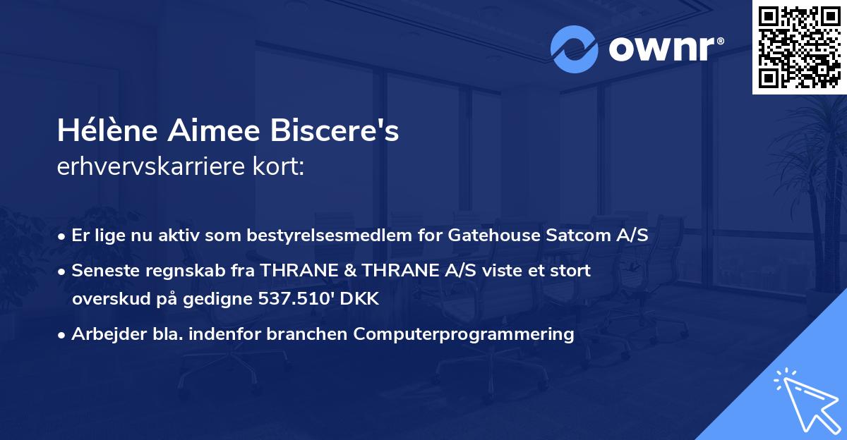 Hélène Aimee Biscere's erhvervskarriere kort