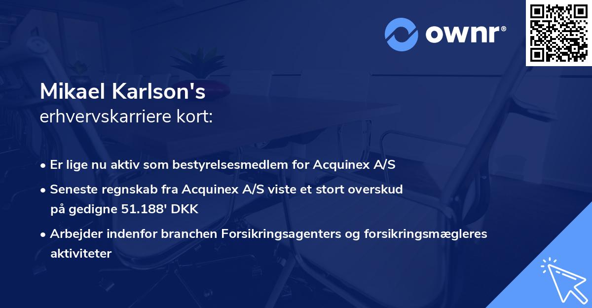 Mikael Karlson's erhvervskarriere kort