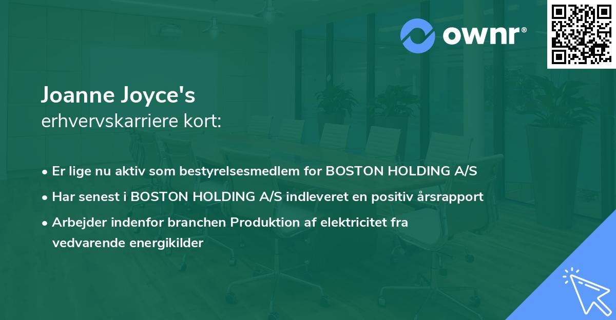 Joanne Joyce's erhvervskarriere kort