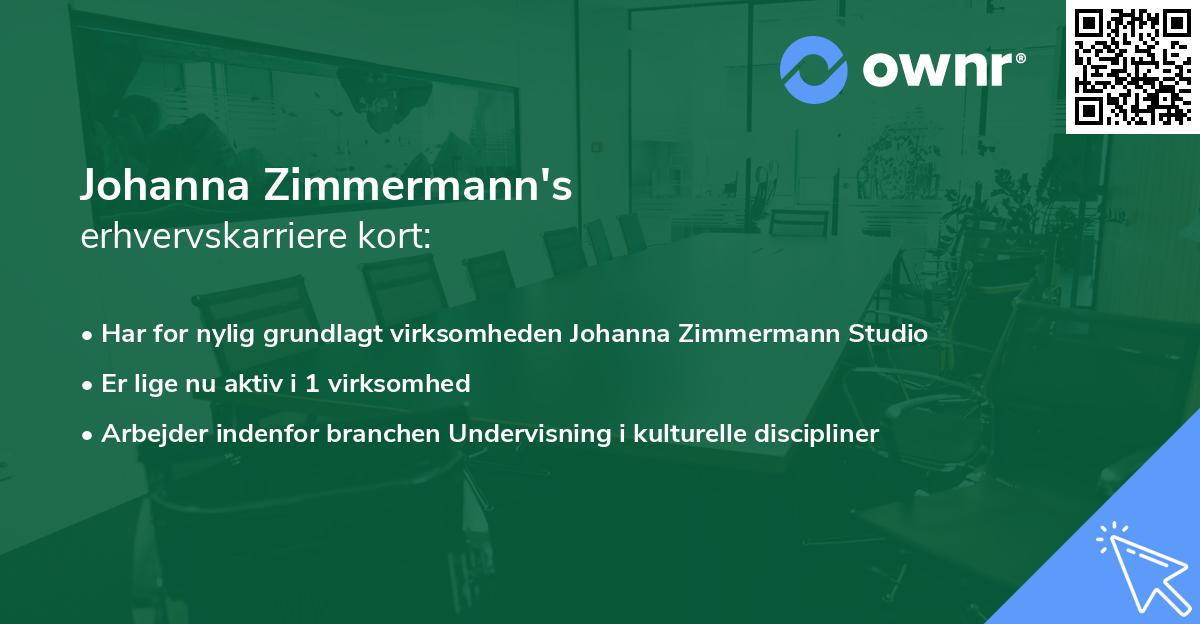 Johanna Zimmermann's erhvervskarriere kort