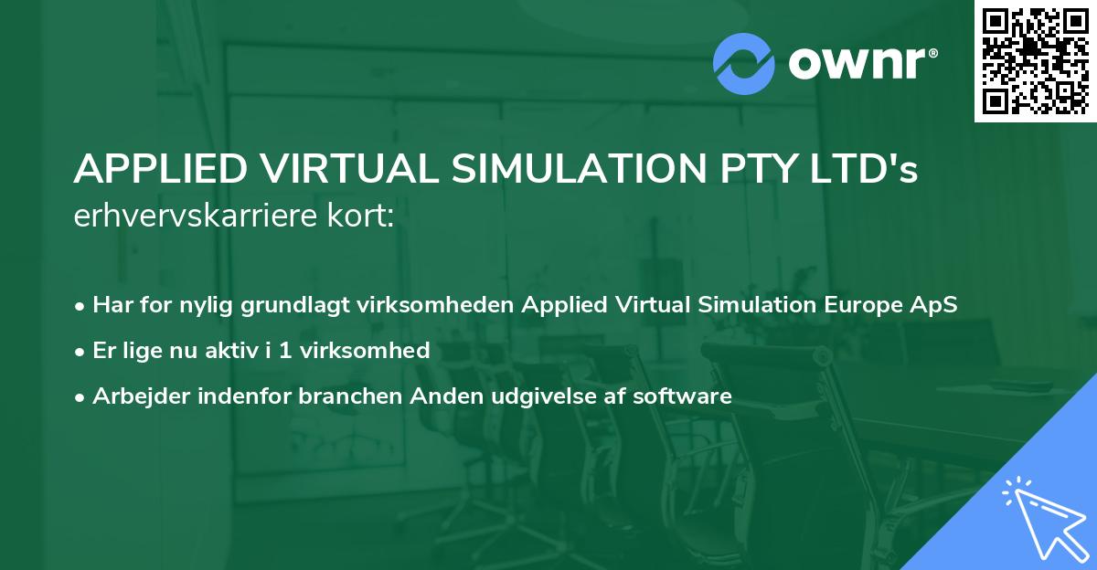 APPLIED VIRTUAL SIMULATION PTY LTD's erhvervskarriere kort