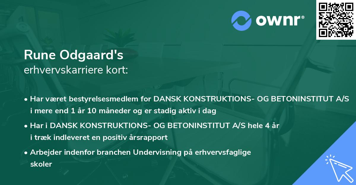 Rune Odgaard's erhvervskarriere kort