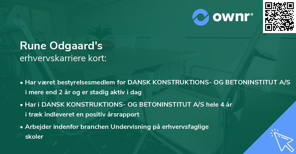 Rune Odgaard's erhvervskarriere kort