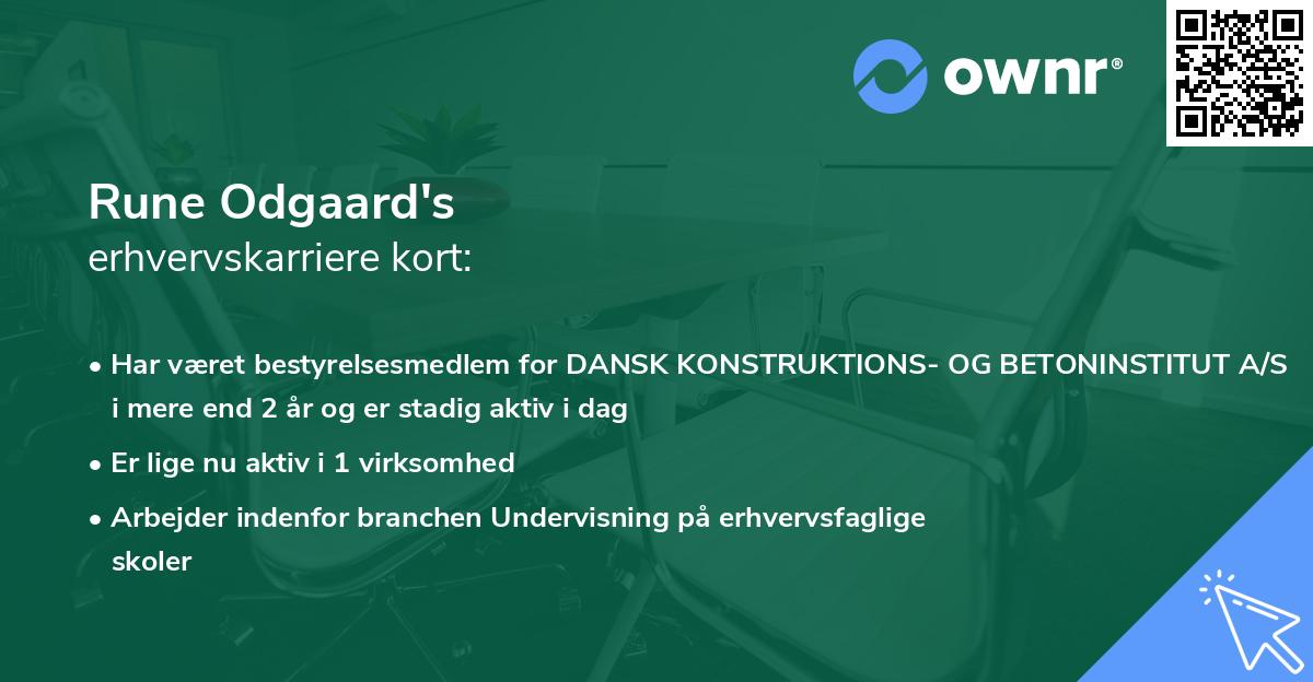 Rune Odgaard's erhvervskarriere kort