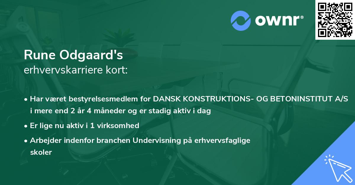 Rune Odgaard's erhvervskarriere kort