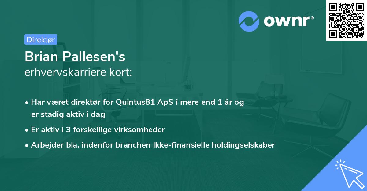 Brian Pallesen's erhvervskarriere kort