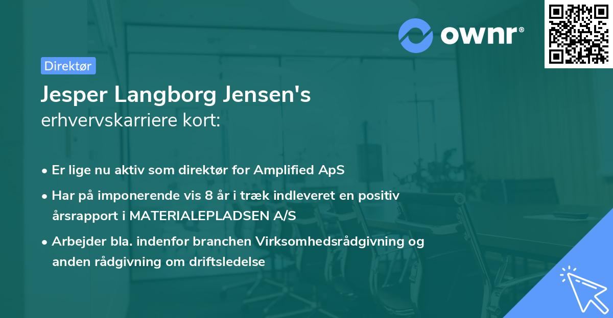 Jesper Langborg Jensen's erhvervskarriere kort