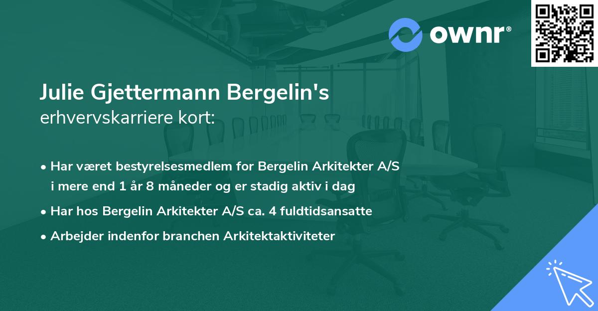 Julie Gjettermann Bergelin's erhvervskarriere kort