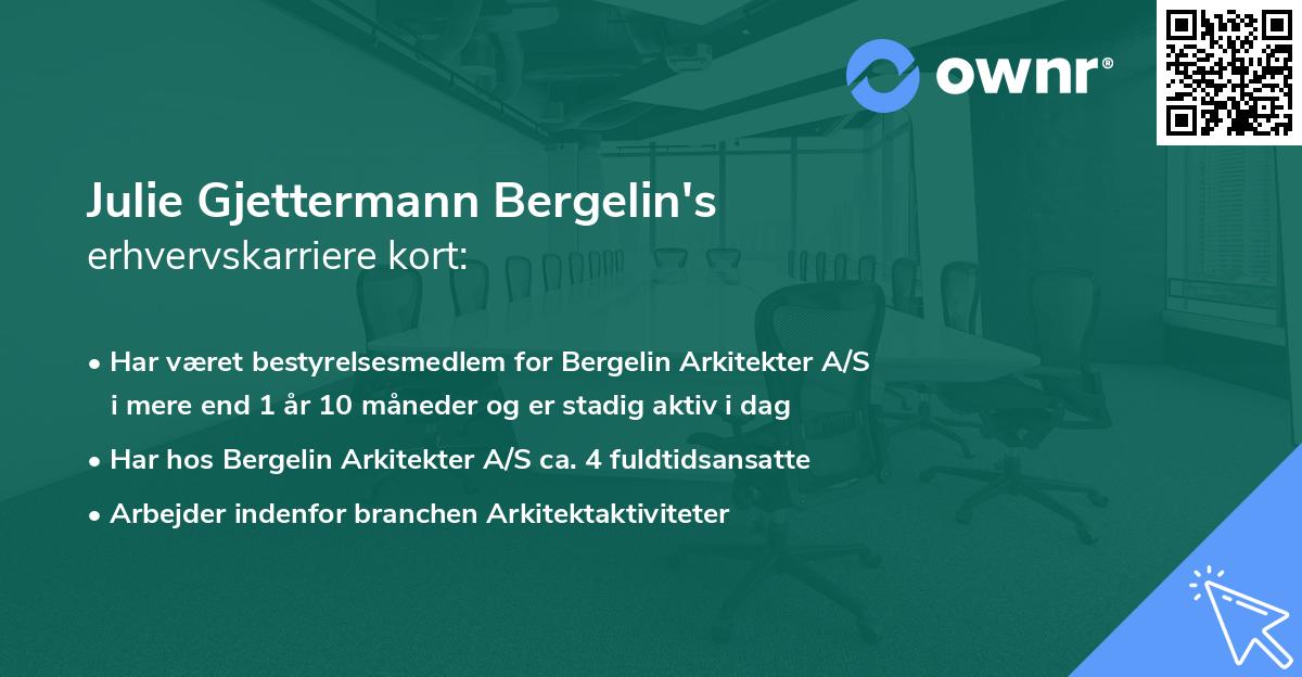 Julie Gjettermann Bergelin's erhvervskarriere kort