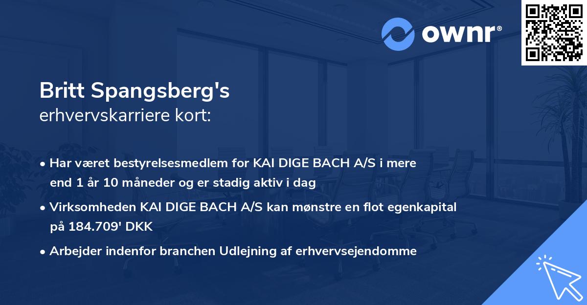 Britt Spangsberg's erhvervskarriere kort
