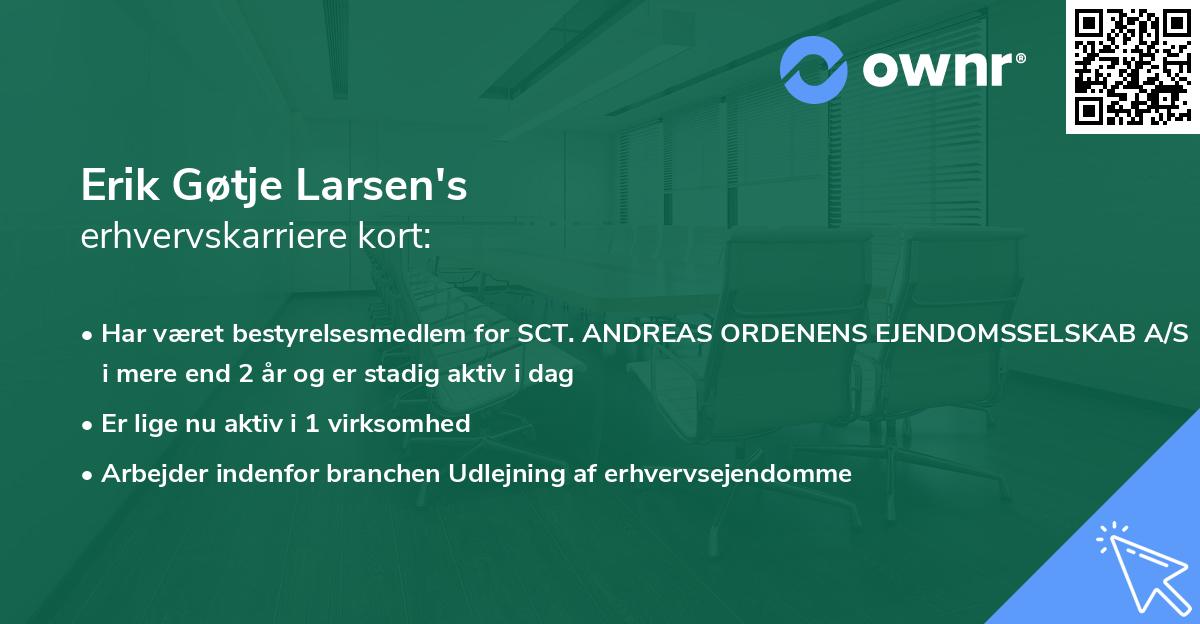 Erik Gøtje Larsen's erhvervskarriere kort