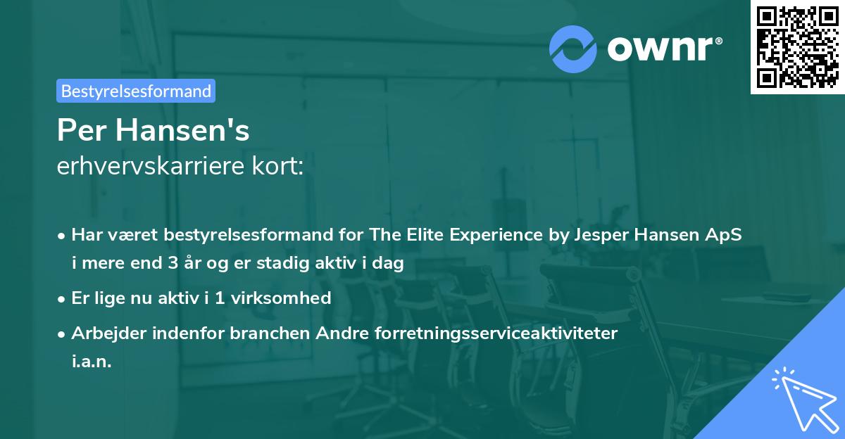 Per Hansen's erhvervskarriere kort