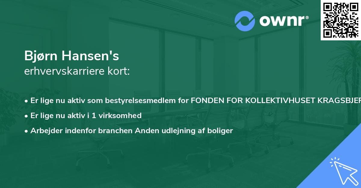Bjørn Hansen's erhvervskarriere kort