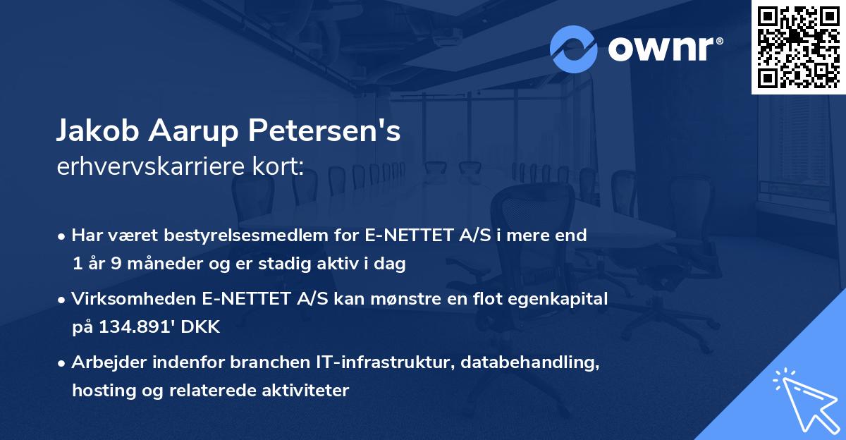 Jakob Aarup Petersen's erhvervskarriere kort