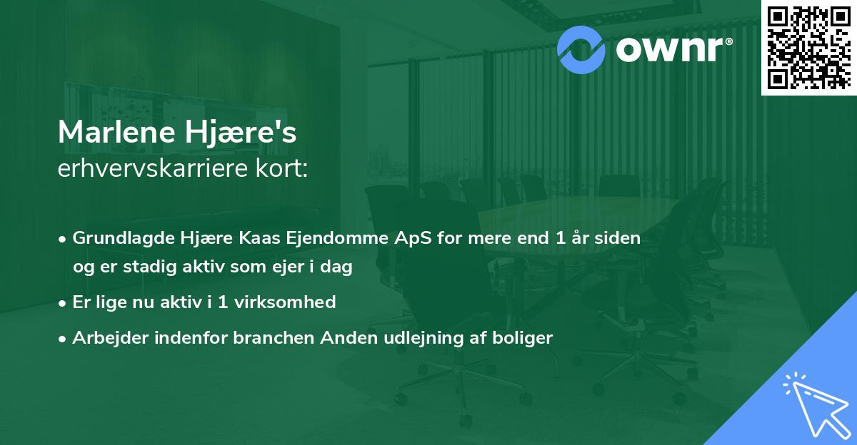 Marlene Hjære's erhvervskarriere kort