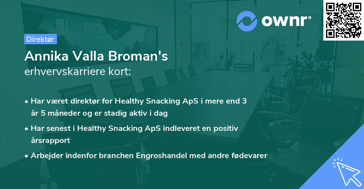 Annika Valla Broman's erhvervskarriere kort