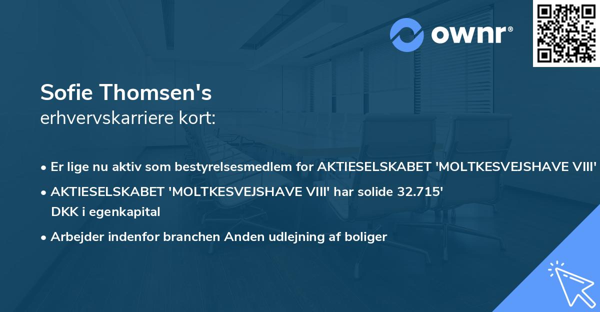 Sofie Thomsen's erhvervskarriere kort
