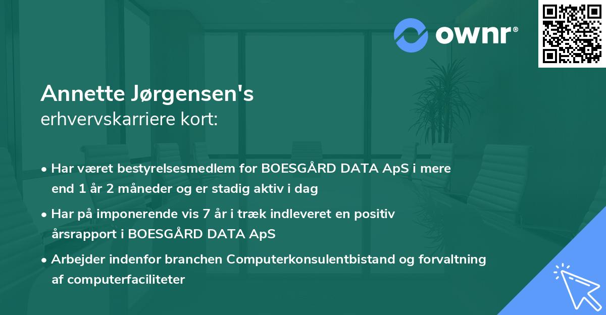 Annette Jørgensen's erhvervskarriere kort