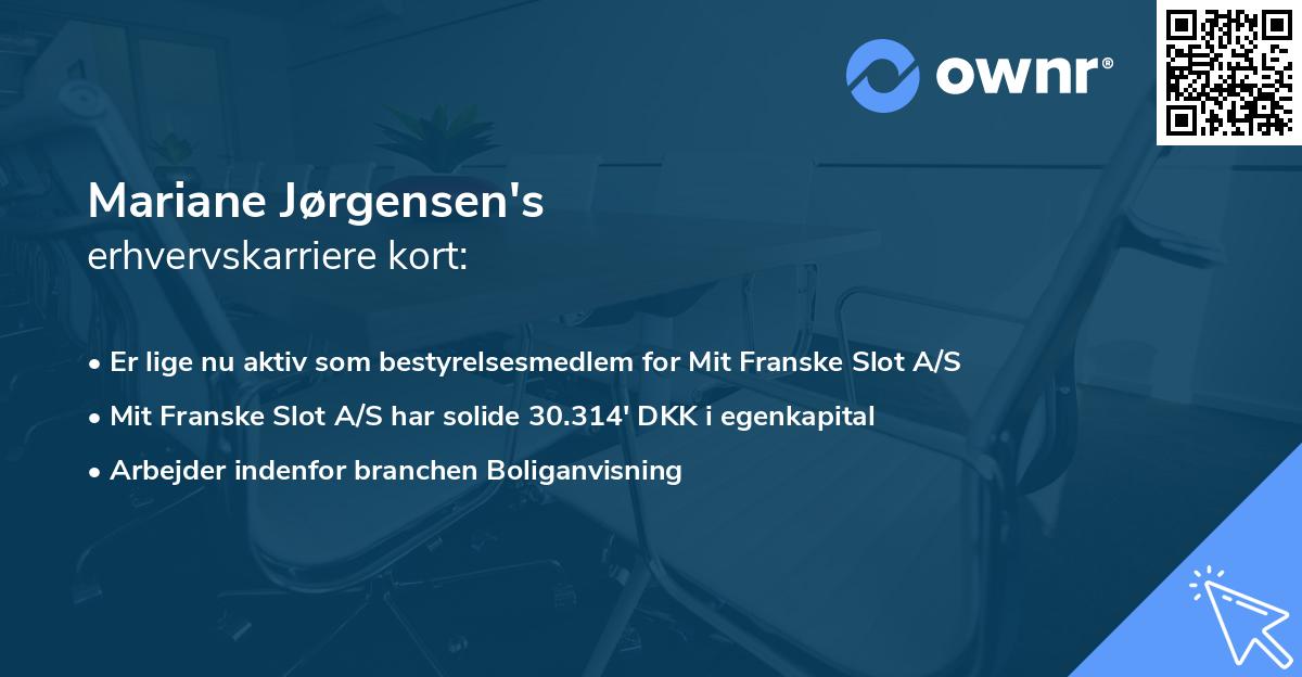 Mariane Jørgensen's erhvervskarriere kort
