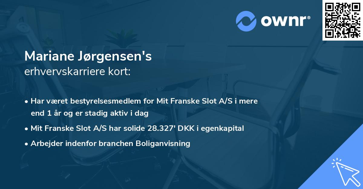 Mariane Jørgensen's erhvervskarriere kort